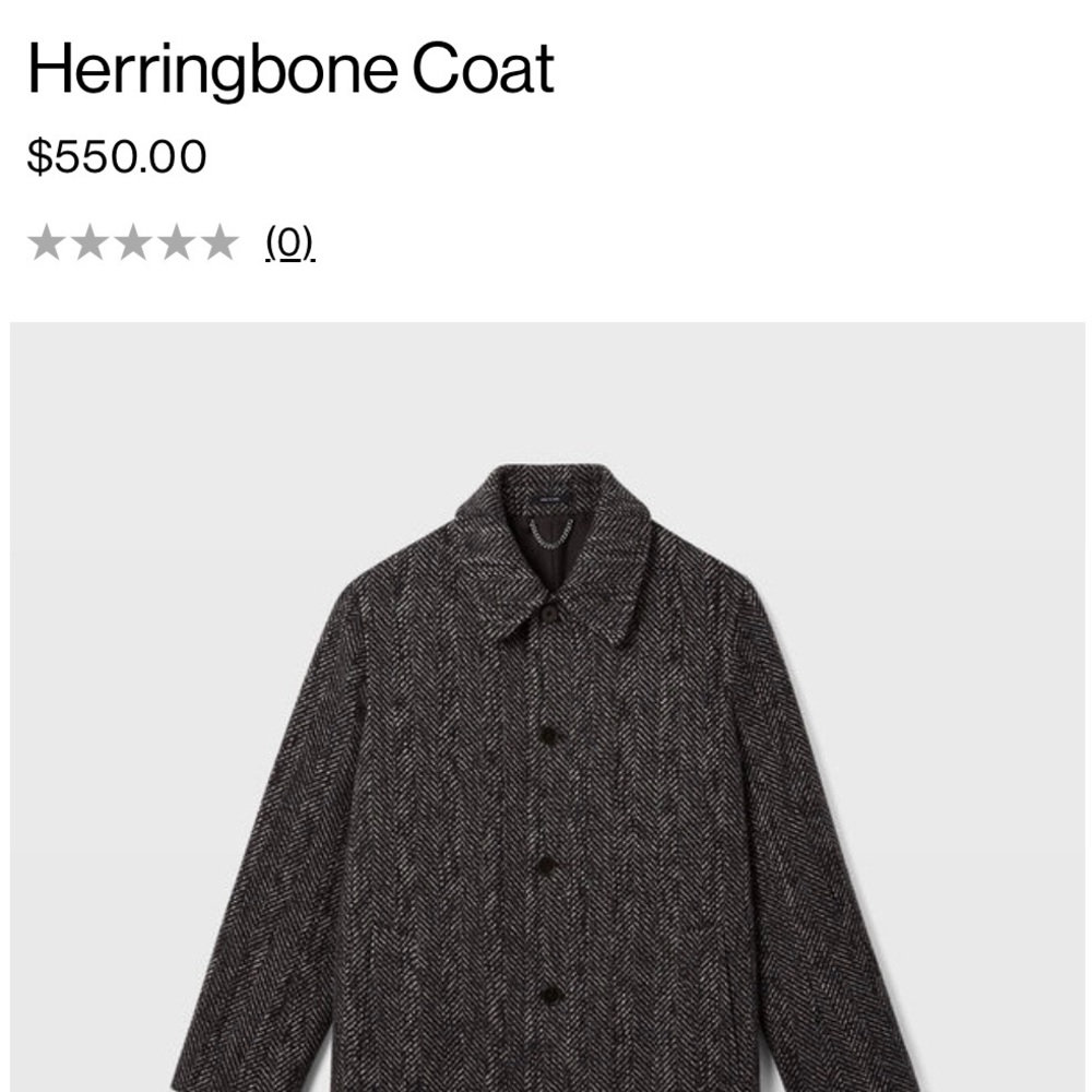 Men’s BRAND NEW CLUB MONACO Herringbone Coat Sz MEDIUM